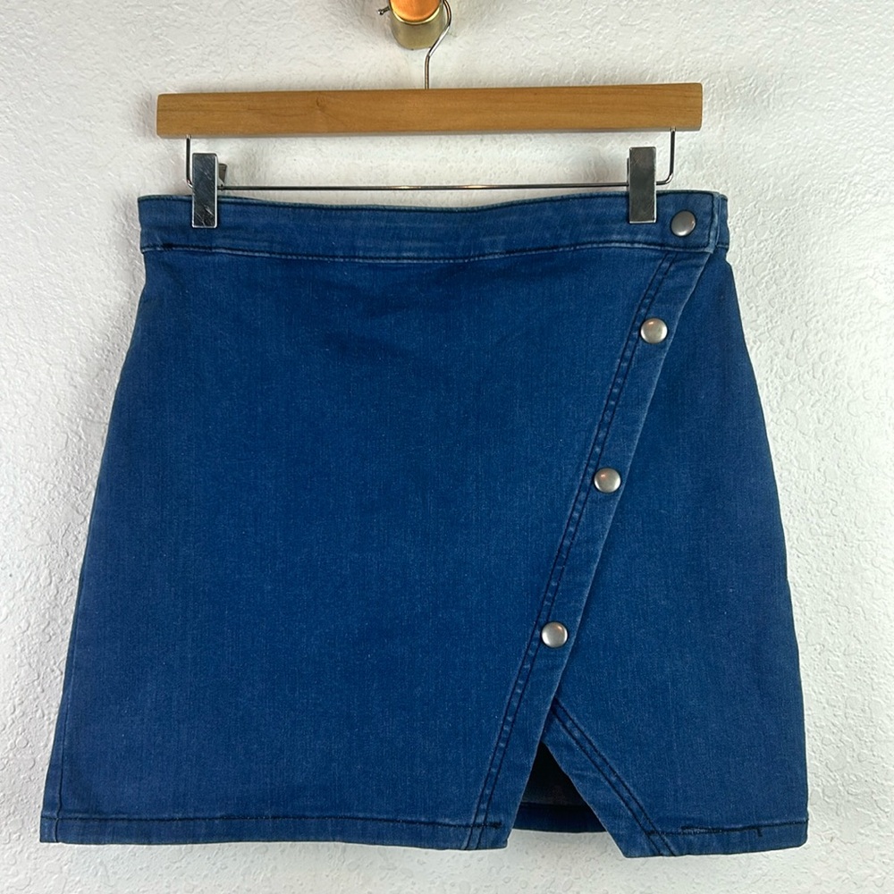 Like new Perfect Free People We the Free Denim Notched Mini Skirt - Picture 1 of 9
